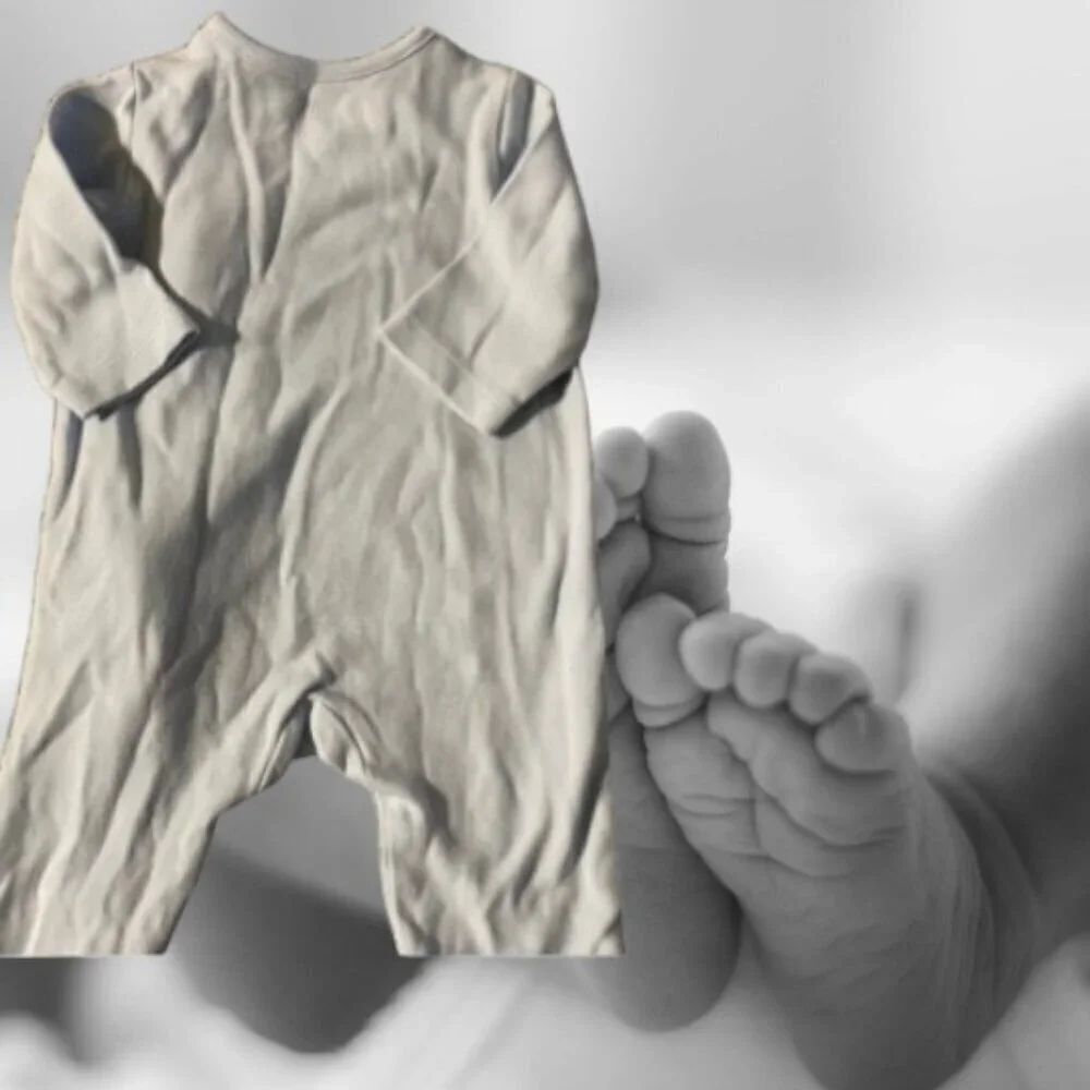 Little Me Footed Appliqué Cotton Onesie